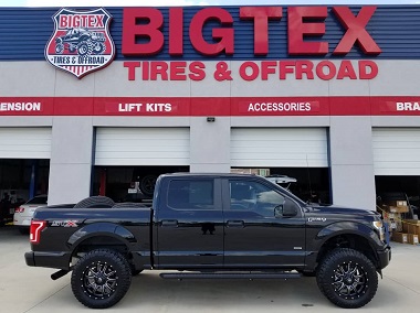 2017 Ford F150 with a 4 inch Fabtech lift kit with rear Stealth monotube shocks, 20x9 Fuel Vandal D627 and 2956020 Nitto Ridge Grappler tires and Aries AdvantEdge side bars in Kingwood, TX 